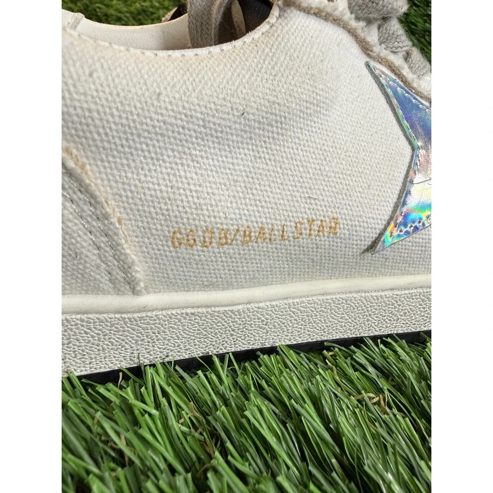 Golden‎ Goose BallStar White Canvas Sneakers Iridescent Holographic GGDB 6.5y